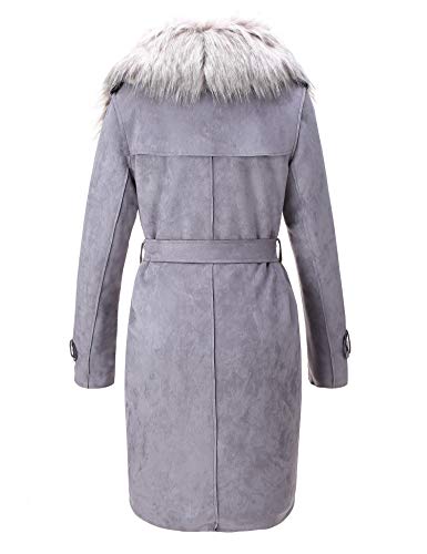 image for Bellivera Women's Faux Suede Long Jacket，Lapel Outwear Trench Coat C