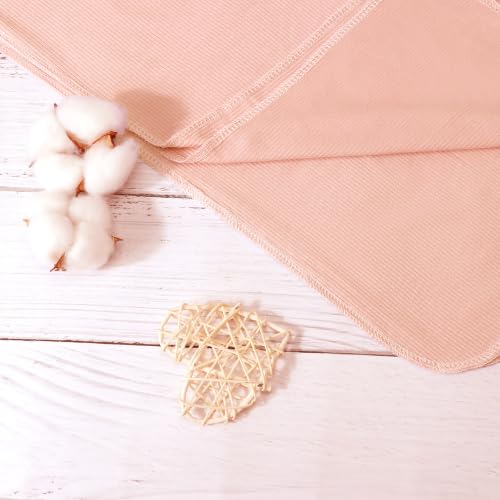 Image of DRESHOW BQUBO Baby Girl Newborn Receiving Blankets with Bow Hat Headband Wooden Birth Announcement Card Set Newborn Baby Swaddle Wrap Set Warm Shower Gift