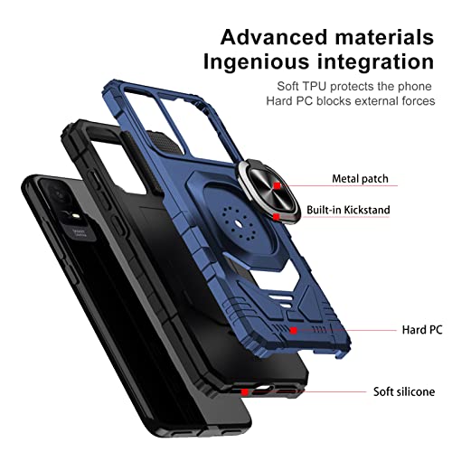 Ailiber For Tcl Ion X Phone Case, Cricket Tcl Ionx Case With Screen Protector, Ring Kickstand For Magnetic Car Mount, Military Grade, Heavy Duty Shockproof Protective Phone Cover For Tcl Ion X-Blue #TOP2