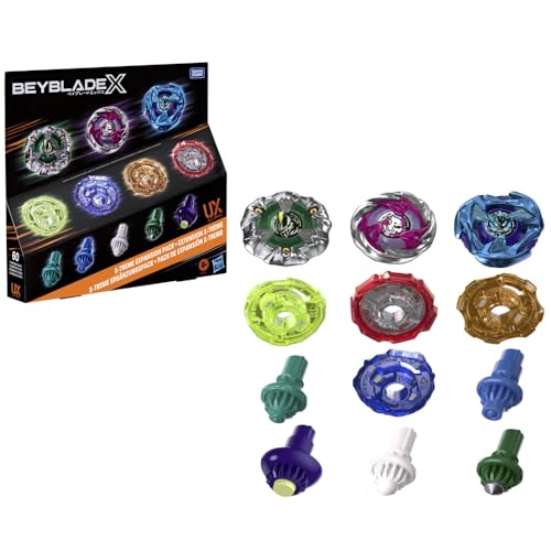 Image of BEY BLADE X X-Treme Expansion Pack, 3 Blades, 4 Ratchets, 5 Bits, Battling Tops Game Toys, Ages 8+