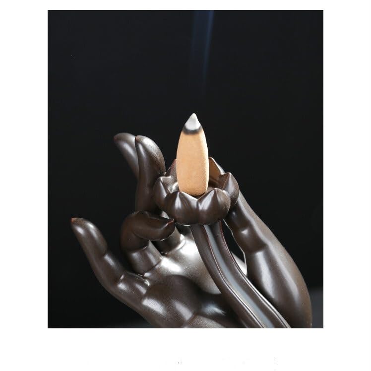 Quemador de Incienso de reflujo, Quemador de Incienso de Mano de Buda Guanyin, incensario de cerámica for el hogar