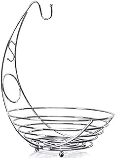 Modern Style Fruit Bowl with HOO for Bananas-Stainless Steel Silver Chrome Plated Fruit and Veg Basket Bowl by Crystals® (Copper)