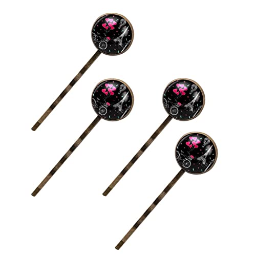 Barrettes Paris et vélo en lot de 4 pour illuminer vos coiffures bohèmes au quotidien