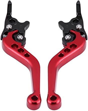 Keenso Motorcycle Brake Lever, 1 Pair Aluminum Alloy Motorbike Brake and Clutch Lever Pit Bike Brake Lever Snapback Levers Motorbike Brake Handle Levers Double Disc (red)