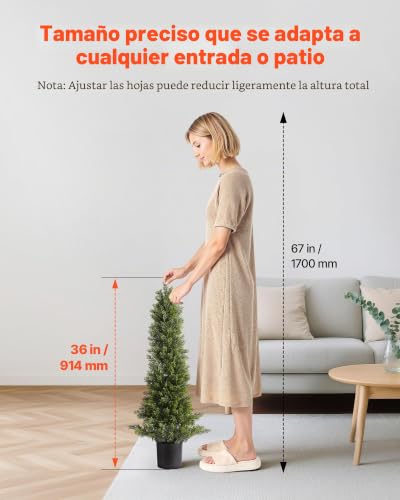 Cedro artificial VEVOR de 91 cm en maceta para decoración exterior e interior pack de 2 6