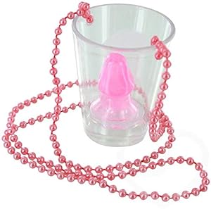 Shatchi Willy Schnapsglas mit rosa Perlenkette