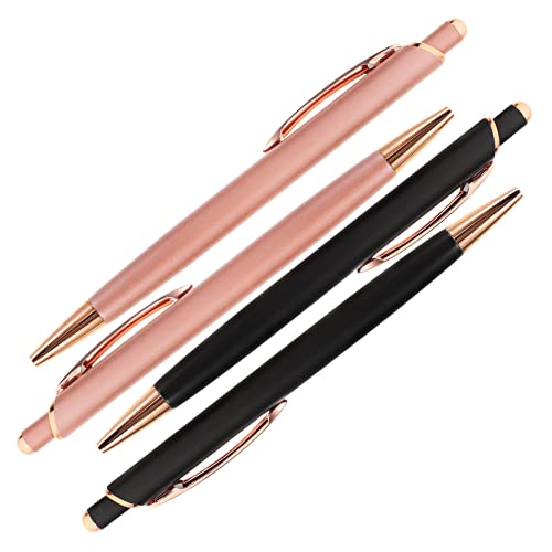 HOMSFOU 4pcs Rose Gold Refillable Ballpoint Pens Multi-function Press Type