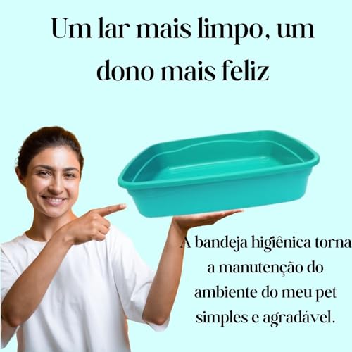 Bandeja Higiênica para Gatos, Caixa de Areia Gato, Sanitário para Gatos, Limpeza Inteligente, Verde