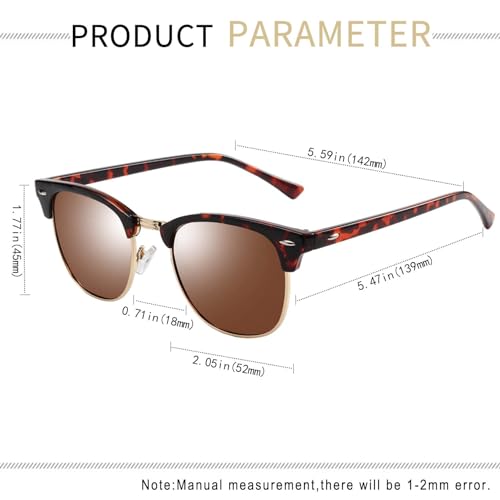 KANASTAL Semi Rimless Polarized Sunglasses for Men Women Browline Sun Glasses with UV400 Half Frame Shades 2 Pack4