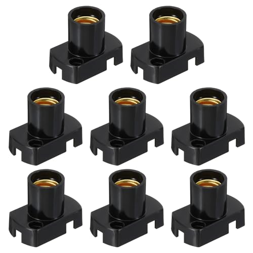 PATIKIL Portalámparas de Bombilla LED con Base E12, 8 Unidades, Resistente al Calor, de Plástico, para Garaje, Enchufe, Sótano, Negro