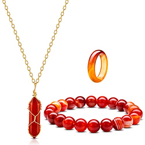 Hicarer Carnelian Crystal Necklace for...