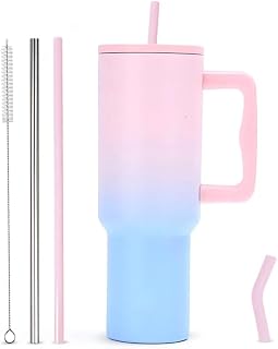 IKTU Stainless Steel Tumbler with Lid and 2 Straws 1200ml, Hot and Cold Double Insulated Sipper Mug, 100% Leak Proof Tumbl Price In India