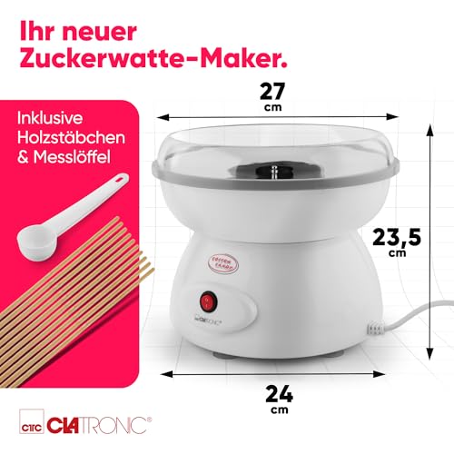 Clatronic Zuckerwatten-Maker | Süße Leckereien für jede Party | Zuckerwattemaschine mit Quarz-Heizelement | Große Zuckerwattenschale | Transparenter Spritzschutz | inkl. Messlöffel | ZWM 3478 – Bild 8