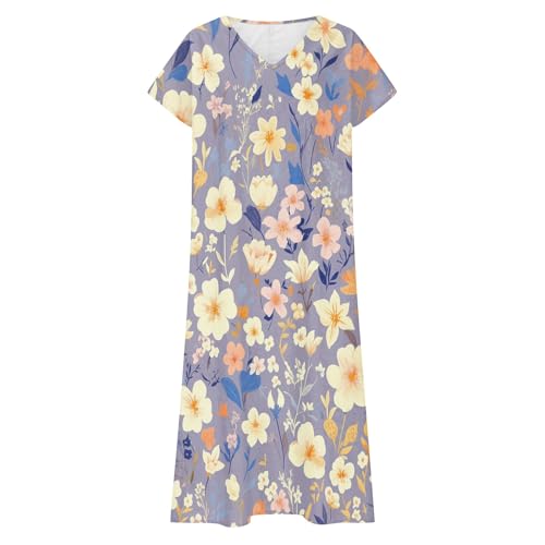 Mediterranean Dresses Linen Casual Dresses for Women Flowy V Neck Short Sleeve Lightweight Summer Beach Vacation Clothes3