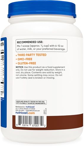 Image of Nutricost Casein Protein Powder 2lb Chocolate - Micellar Casein, Gluten Free, Non-GMO