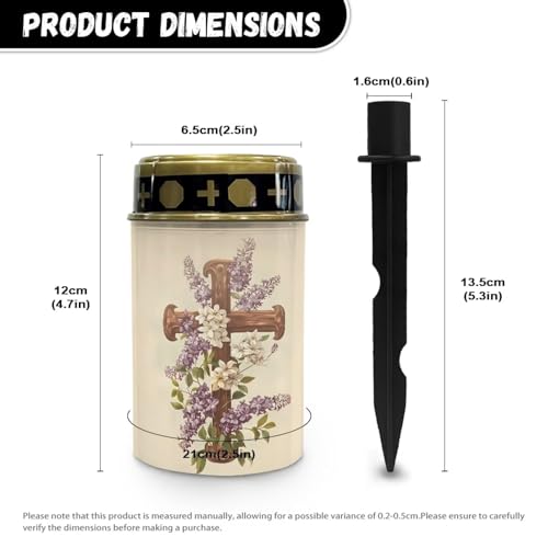 Image of Cross and Lavender Light for Prayer Cemetery Solar Lights for Grave Cemetery Decor Candle Lamp Waterproof Solar Power Light Eternal Lights for Graves Cemetery Memorial Gift 2 PCS