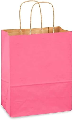 Brilliant Bag Co - Bolsas de la compra de papel kraft reciclable (50 unidades, 8.0 x 4.5 x 10.4in), color rosa