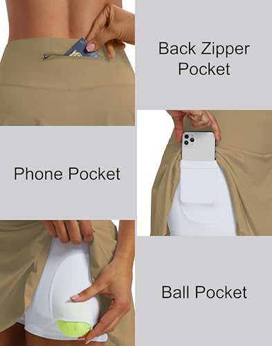 Image of Women's High Waist Pleated Tennis Skirt with 4 Pockets Lightweight Athletic Golf Skorts Skirts for Running Workout