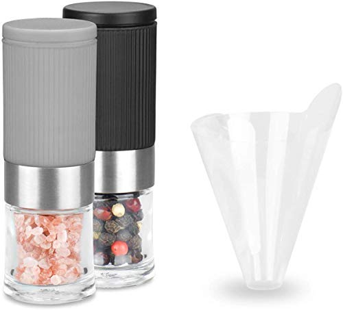vkchef Mini Salt and Pepper Grinder Set, Adjustable Coarseness Ceramic Portable Spice Pepper