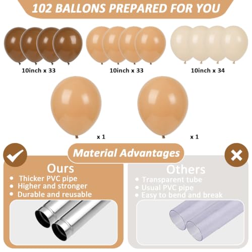 Image of 2 Sets Adjustable Balloon Column Stand Kit with Bases (Neutral Boho Brown)