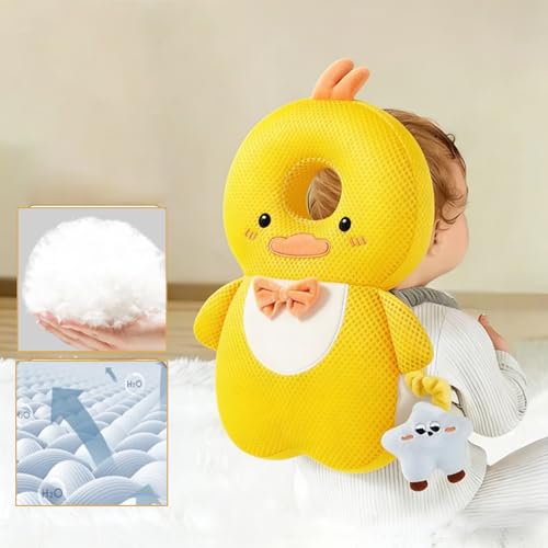 Image of Baby Head Protector Backpack, Toddler Baby Head Protection Backpack with Baby Knee Pads Alarm Function for Walking & Crawling, Soft, Breathable and Wearing Safety Baby Head Protector (Yellow Chick)
