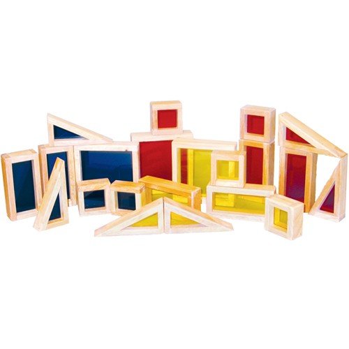 Constructive Playthings 21 pc. Colored See-Thru Block Set Scaled to Unit Block Size
