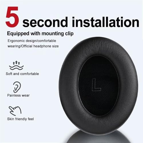 Repuesto de almohadillas para auriculares Bose QuietComfort Ultra, mayor grosor sin afectar sensor, espuma aislante de ruido, negro miniatura 3