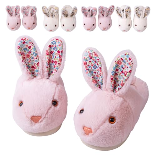 Fadezar Womens Bunny Warm Slippers Soft House Memory Foam Lightweight Slippers Fleece Lining Rabbit Shoes