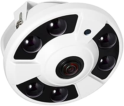 REVOTECH Dome Fisheye POE IP Camera, HD 3MP Indoor Security Camera 1.7mm Lens 6 Array LED IR Night Vision P2P Remote View CCTV Video Cam H.265/H.264(IF02-P White)