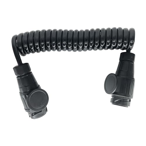 Sepzlly Cable de extensión de remolque de 13 pines, cable en espiral de 3 m con enchufe macho a macho, adaptador de remolque de tractor para coche, caravana, camión, barco