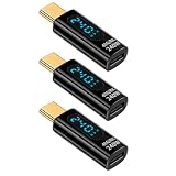 日本の中小企業 リアルタイム電力表示 USB 3.2 変換アダプタ 10Gbps 高速データ転送 240W/60W/36W PD急速充電対応 変換コネクタ 電圧 電流 サイクル表示 アルミ合金 (USB-C(メス) to USB-C(オス), 3個セット)