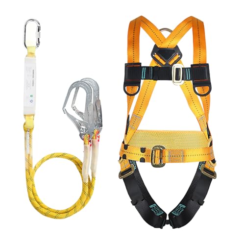 TECKZOON Arnés de Seguridad Anticaidas,5 Puntos Kits de Arnés de Seguridad Arnés Escalada, Ergonómico Ajustable Cuerpo Completo Protección Contra Caídas Arnés para Escalar, Trabajar en Altura