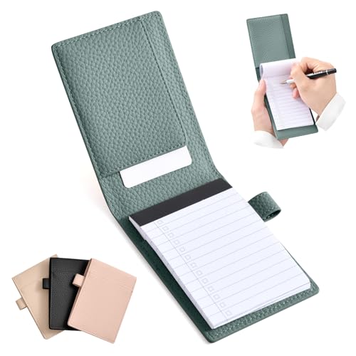 Wasenn A7 メモ帳 カバー ミニ 可愛い 縦型 メモカバー 薄い ノートカバー ペンホルダー付き カードポケット メモ用紙カバー PU革製カバー 携帯に便利 ノートメモ帳 ポケット入れ 便利 仕事 ブルー