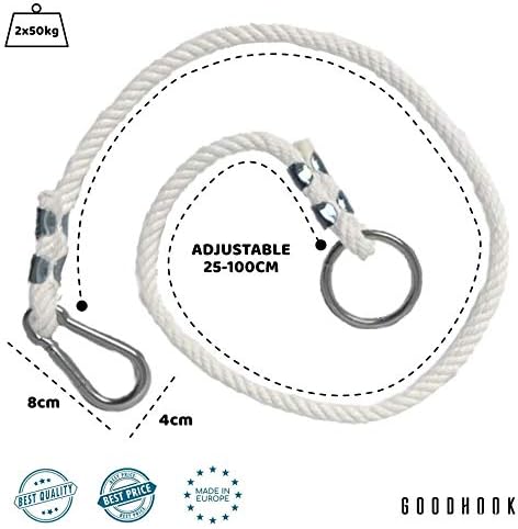 MAMOI® Swing Kit 50 kg, Beige-grey Silver, Swing Extension Rope 1m - Image 4