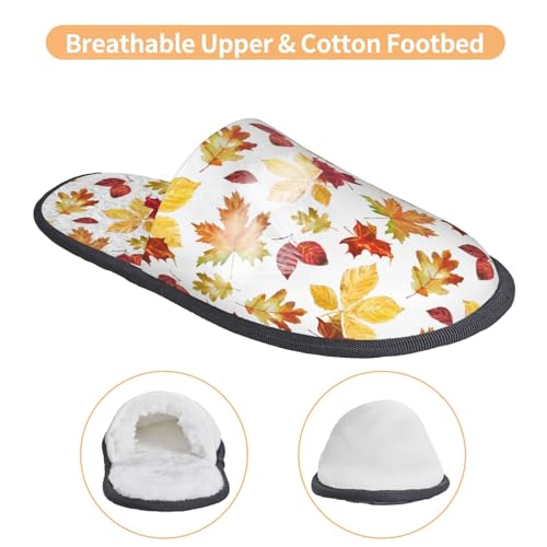 Autumn Leaves Print Women Slippers Home Furry Shoes Keep Men Couples Shoes Warm For Women-4