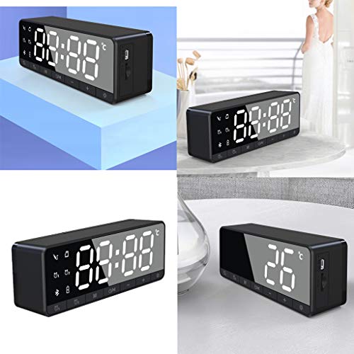 Baoblaze LED Relógio De Espelho Com Alarme Bluetooth 5.0 Alto-falante Baixo Termostato Rádio FM - Pr