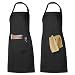 Produktbild 2 Pack Schürze Kochschürze Küchenschürze Latzschürze Verstellbarem Nackenband 100% Baumwolle für Frauen Männer Chef (Schwarz)