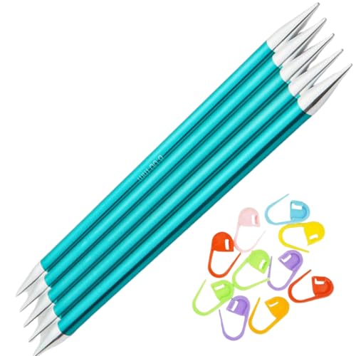 KnitPro Zing DPN Double Pointed Knitting Needles 8 inch, Size 11 (20cm, 8.00mm) with 10 Colorful Stitch Markers by KnitPro - Used condition - US$12.52