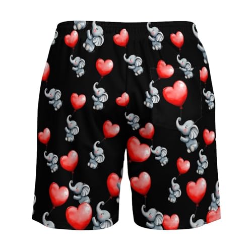 Cute Elephant with Heart Balloon Mens Swim Trunks Swimming Board Shorts with Compression Liner Summer Beach Bottom4