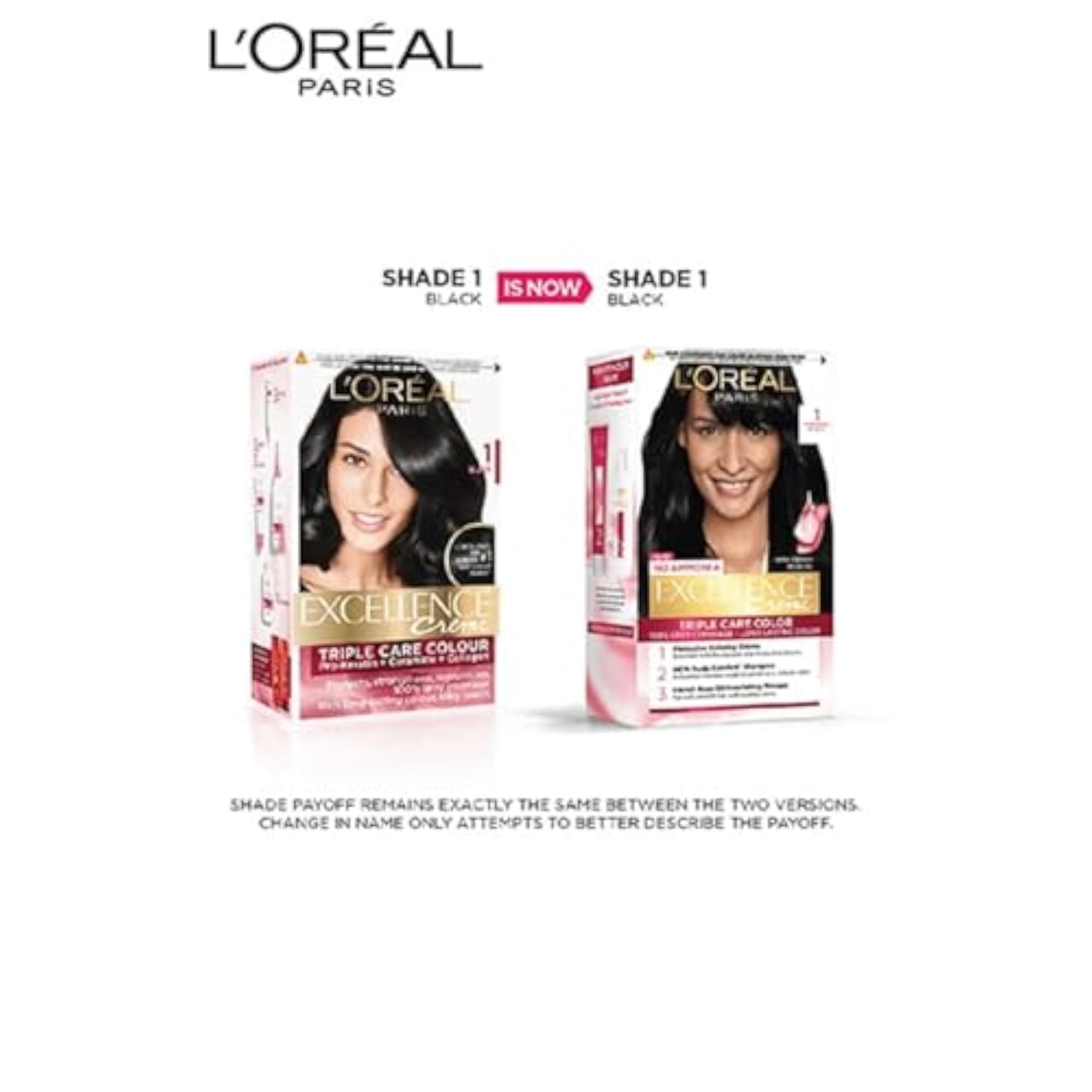 L'Oréal Excellence Creme Hair Colour, 1 Black, Pack of 2