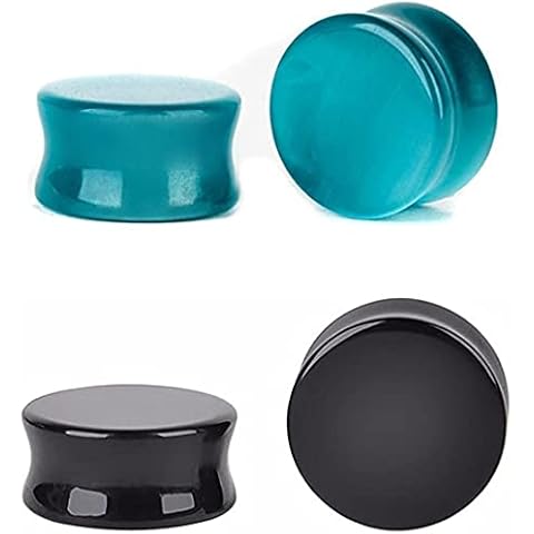 IMINI 2Pairs Cat's Eye & Black Onyx Ear Plugs Cover