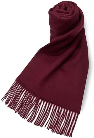 （03:00時点） [Vita Natur] ヴィタ・ナトゥール ウール95％カシミヤ5％ カシミヤブレンドウールストール 大判(190cm×60cm) 無地（ワイン）