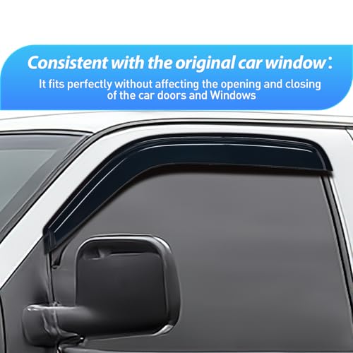 Image of Nilight Tape-On Rain Guards for Chevy Express 1500 1996-2014, 2PCS | Smoke Out-Channel Side Window Wind Deflectors for Fresh Air in Rainy Weather