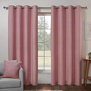 Sleepdown Textured Print Eyelet Curtains Lined Curtains for Bedroom and Living Room 46 x 54 Inch Blush 2 Panels