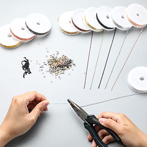 Kenning 12 Rolls 120 Feet 2 Mm Jewelry Making Chains Necklace Supplies Colors Chain Link Cable Roll With Lobster Clasps And 50 Jump Rings For Diy Earring Bracelet #TOP4