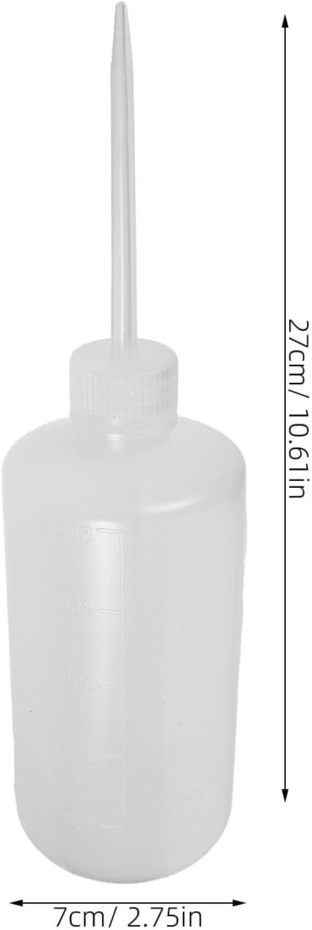 Toddmomy 6pcs White Squeeze Bottle For Cleaning, 500ml/16.9oz Straight Neck Wash Bottle, Plastic Squeeze with Narrow Mouth Scale Labels for Succulent Cleaning Washing
