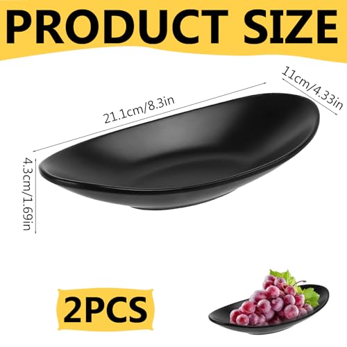 2 Stück Schlüsselschale Schwarze Schmucktablett Oval Schmuckschale Deko Flur Bowl Dekoschal Dessertschale Obstschale Salatschüssel Schale,Tablett Schwarz für Schlüssel Schmuck Münzen(21 x 11 cm)