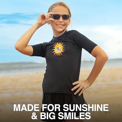 Image of Kanu Surf Girls' Karlie Rash Guard UPF 50+ Sun Protection Short Sleeve Swim Shirt