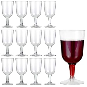 MATANA 12 Premium Plastic Wine Glasses (180ml) – Hard Plastic Wine Glass for Cocktails, Dessert, Wine Tasting – Reusable Wine Cups for Parties, Birthdays, Weddings, Christmas, BBQ