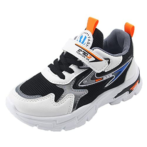 Fashion All Seasons Children Sports for Boys and Girls Flat Non Slip Lightweight Mesh Breathable Kids Shoes Wide Girls (Black, 5.5-6 Years Little Child)